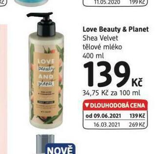 dm drogerie Love beauty &amp; planet tělové mléko nabídka