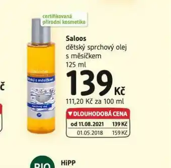 dm drogerie Saloos dětský sprchový olej s měsíčkem nabídka