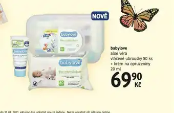 dm drogerie Babylove aloe vera vlhčené ubrousky + krém na opruzeniny nabídka