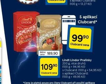 Tesco Lindt lindor pralinky nabídka