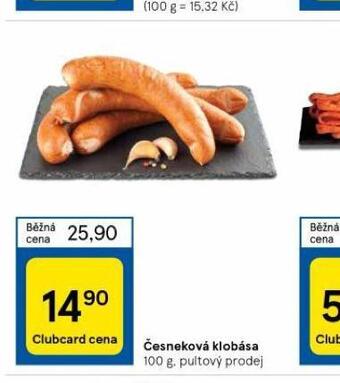 Tesco Česneková klobása nabídka