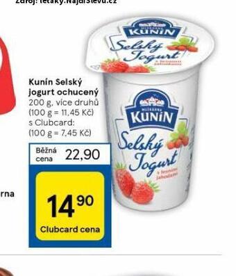 Tesco Kunín selský jogurt ochucený nabídka