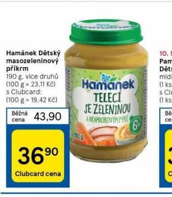 Tesco Hamánek dětský masozeleninový příkrm nabídka