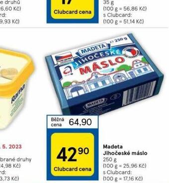 Tesco Madeta jihočeské máslo nabídka