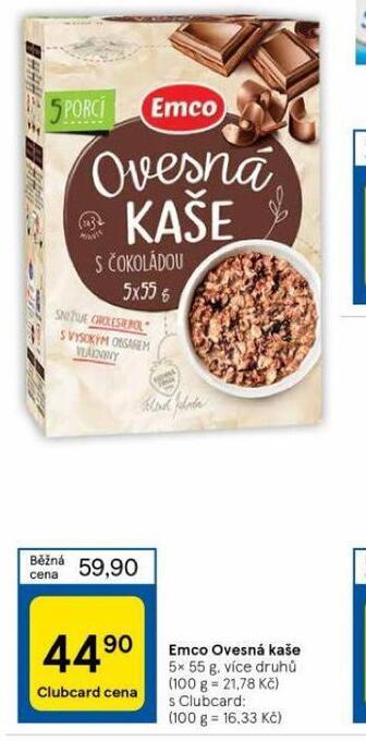Tesco Emco ovesná kaše nabídka