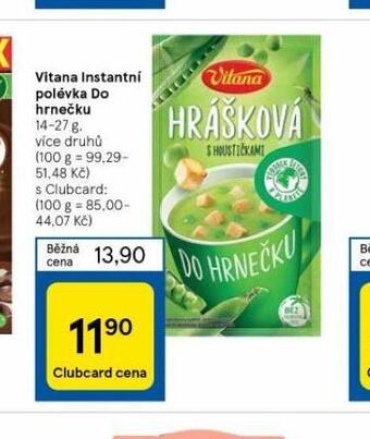 Tesco Vitana instantní polévka do hrnečku nabídka