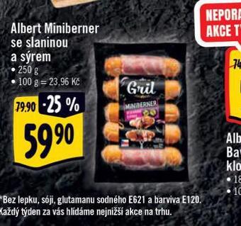 Albert Albert miniberner se slaninou a sýrem nabídka