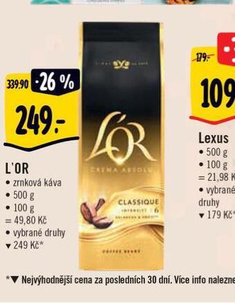 Albert L´or zrnková káva nabídka