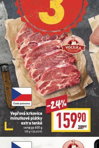 Billa Vepřová krkovice minutkové plátky extra tenké nabídka