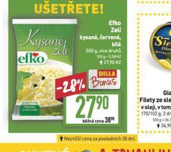Billa Efko zelí nabídka