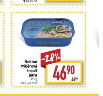 Billa Nekton výběrová tresčí játra nabídka