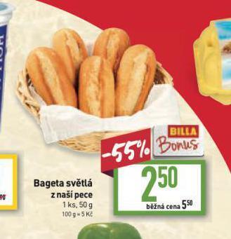 Billa Bageta světlá nabídka