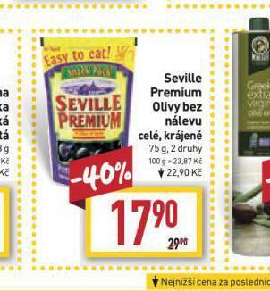 Billa Seville premium olivy bez nálevu nabídka