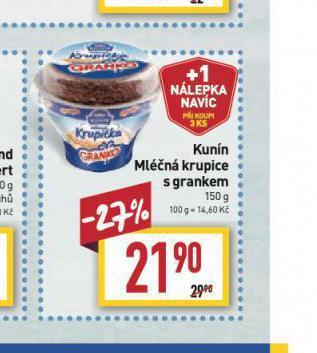 Billa Kunín mléčná krupice s grankem nabídka