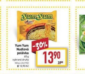 Billa Yum yum nudlová polévka nabídka