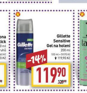 Billa Gillette sensitive gel na holení nabídka