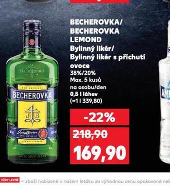 Kaufland Becherovka, becherovka lemond nabídka