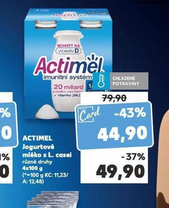 Kaufland Actimel jogurtové mléko s l. casei nabídka