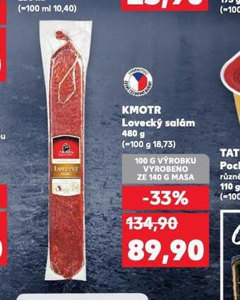 Kaufland Kmotr lovecký salám nabídka