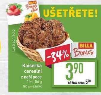 Billa Kaiserka cereální z naší pece 56g nabídka