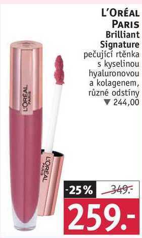 Rossmann L'oréal paris brilliant signature pečující rtěnka nabídka