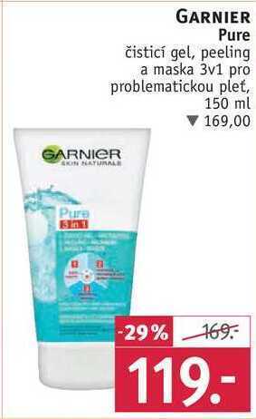 Rossmann Garnier pure čisticí gel, peeling a maska 3v1 pro problematickou pleť, 150 ml nabídka