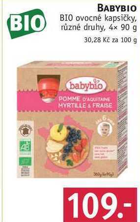 Rossmann Babybio bio ovocné kapsičky, 4x 90 g nabídka