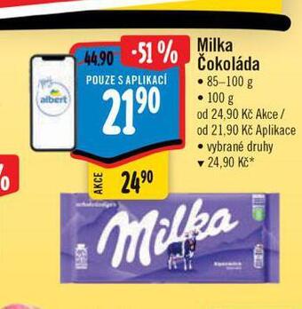 Albert Milka čokoláda nabídka