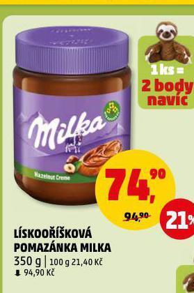 Penny Market Lískooříšková pomazánka milka nabídka