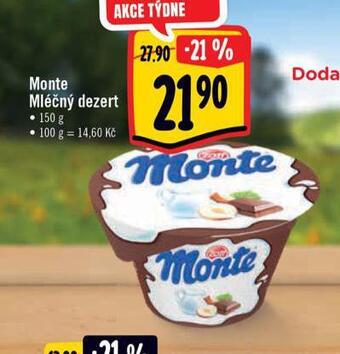 Albert Monte mléčný dezert nabídka