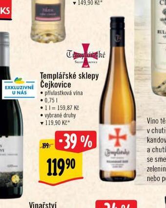 Albert Templářské sklepy čejkovice nabídka