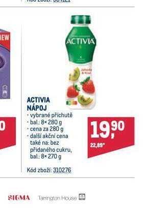 Makro Activia nápoj nabídka
