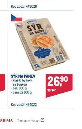 Makro Sýr na pánev nabídka