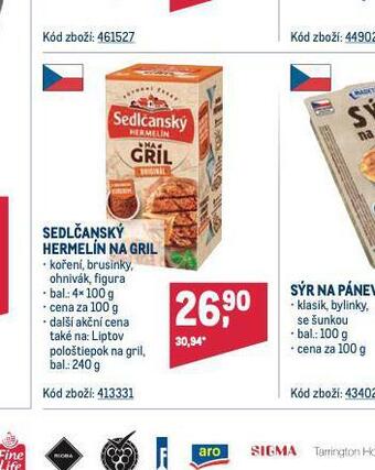 Makro Sedlčanský hermelín na gril nabídka