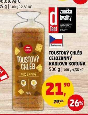Penny Market Toustový chléb celozrnný karlova koruna, 500 g nabídka