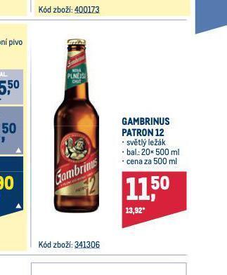 Makro Pivo gambrinus patron 12 nabídka