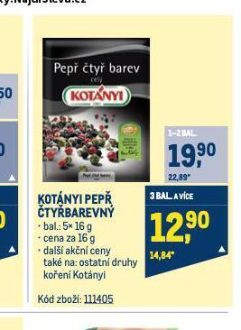Makro Kotányi pepř čtyřbarevný nabídka