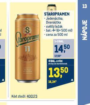Makro Pivo staropramen nabídka