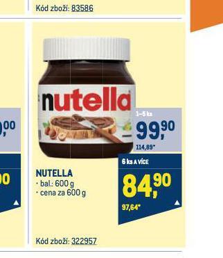 Makro Nutella nabídka