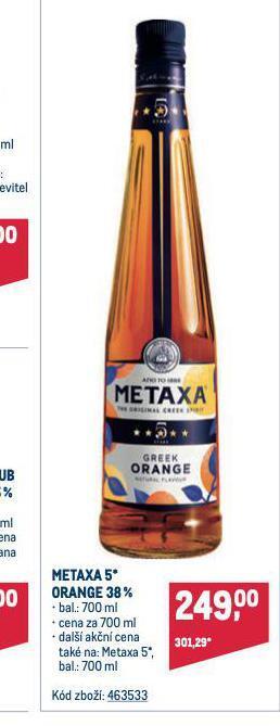 Makro Metaxa 5* orange 38% nabídka