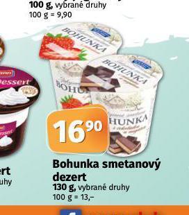 Coop Bohunka smetanový dezert nabídka