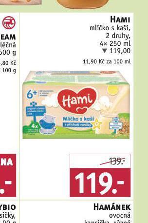 Rossmann Hami mlíčko s kaší nabídka