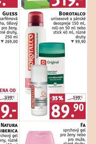 Rossmann Borotalco deosprej, roll-on nabídka