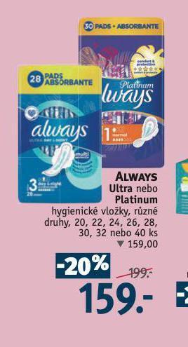 Rossmann Always dámské vložky nabídka