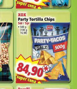 Norma Xox party tortilla chips nabídka
