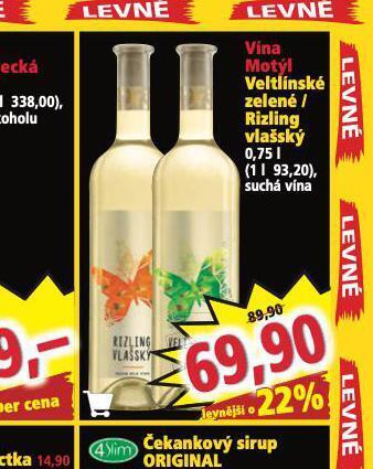 Norma Vína motýl veltínské zelené nabídka