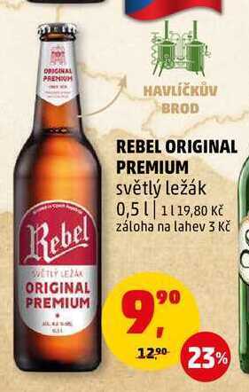 Penny Market Rebel original premium světlý ležák, 0,5 l nabídka