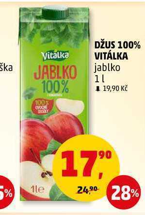 Penny Market Džus 100% vitálka jablko, 1 l nabídka