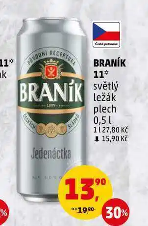 Penny Market Braník 11 světlý ležák plech, 0,5 l nabídka