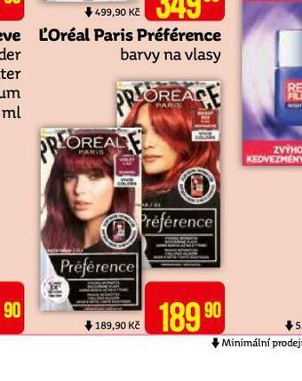 Teta Loreal paris préférence barvy na vlasy nabídka